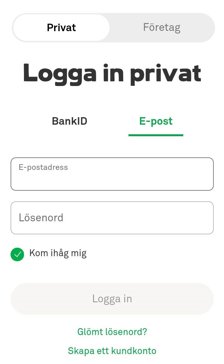 Logga in till Coop personligt konto för Mastercard-innehavare