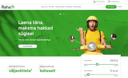 Raha24 krediidikonto funktsionaalsus