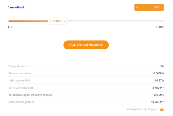 Valida Ferratum iseteenindus veebilehe avaleht laenu summa