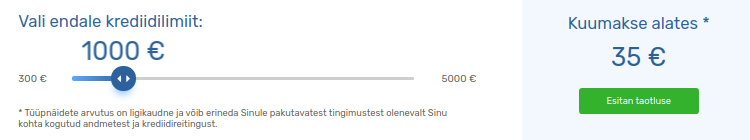 Valige krediidilimiidi liuguritega summat ja tähtaeg või klõpsake nuppu «Laen.ee iseteenindus»