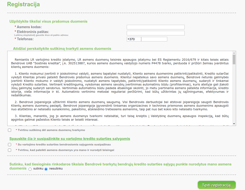 Ecocredit prisijungti registracijos puslapyje