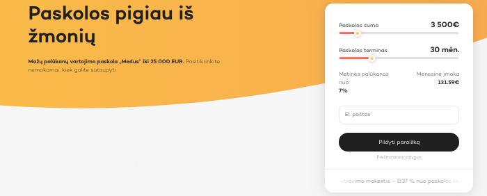 Pasirinkite norimą paskolos sumą bei terminą